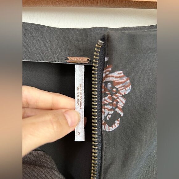 Free People Born To Be Wild Black Combo Stretch Ponte Bell Bottom - Picture 10 of 13